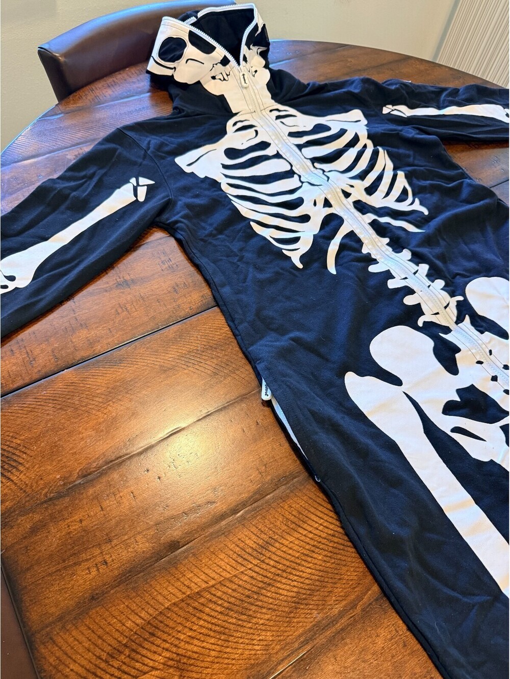 Tipsy Elves Skeleton Costume Womens Large Hooded Jumpsuit Halloween Black